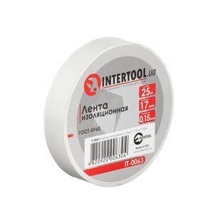 Стрічка ізоляційна, 17 мм * 25 м&nbsp;* 0,15 мм, біла INTERTOOL IT-0063 IT-0063 фото