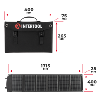 Солнечная монокристаллическая панель с ламинированным стеклом INTERTOOL PS-0003 100Вт, портативная мобильная солнечная батарея для дома, дачи, кемпинга, авто, зарядки аккумуляторов и автономного электроснабжения PS-0003 фото