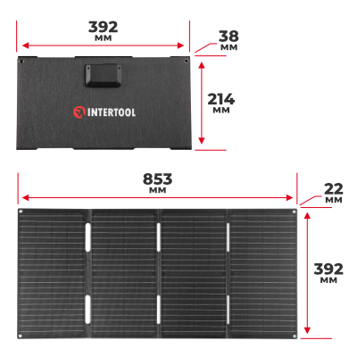 Солнечная монокристаллическая панель с ламинированным стеклом INTERTOOL PS-0002 60Вт, портативная мобильная солнечная батарея для дома, дачи, кемпинга, авто, зарядки аккумуляторов и автономного электроснабжения PS-0002 фото