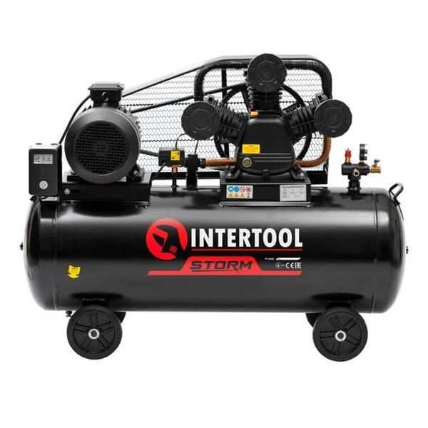 Компрессор 200 л, 7,5 кВт, 380 В, 10 атм, 1050 л/мин., 3 цилиндра INTERTOOL PT-0040 PT-0040 фото