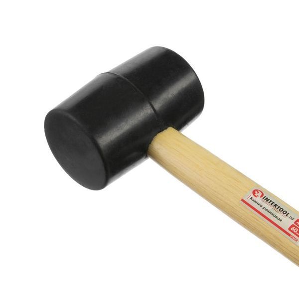 Киянка резиновая 450 г,&nbsp;60 мм, черная резина, деревянная ручка HT-0237 HT-0237 фото