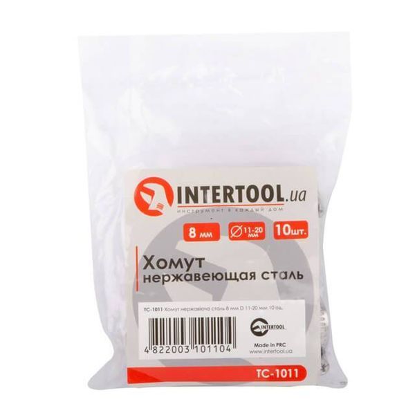 Хомут нержавеющая сталь 8 мм, D - 11-20 мм INTERTOOL TC-1011 TC-1011 фото