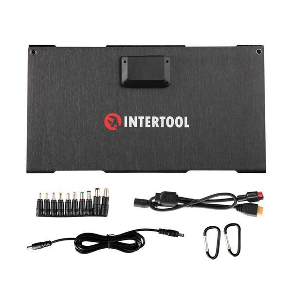 Солнечная монокристаллическая панель с ламинированным стеклом INTERTOOL PS-0002 60Вт, портативная мобильная солнечная батарея для дома, дачи, кемпинга, авто, зарядки аккумуляторов и автономного электроснабжения PS-0002 фото
