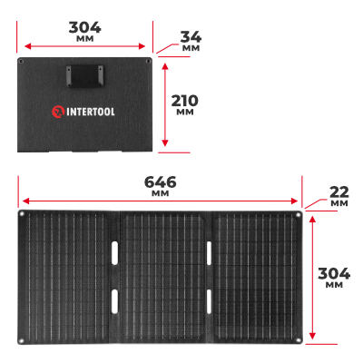 Солнечная монокристаллическая панель с ламинированным стеклом INTERTOOL PS-0001 30Вт, портативная мобильная солнечная батарея для дома, дачи, кемпинга, авто, зарядки аккумуляторов и автономного электроснабжения PS-0001 фото