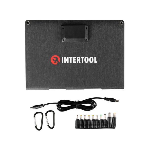 Солнечная монокристаллическая панель с ламинированным стеклом INTERTOOL PS-0001 30Вт, портативная мобильная солнечная батарея для дома, дачи, кемпинга, авто, зарядки аккумуляторов и автономного электроснабжения PS-0001 фото