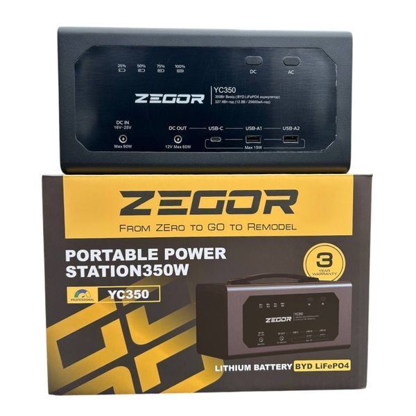 Станция зарядная портативная ZEGOR YC-350 (350 Вт, 327.68 Втг, пиковая мощность 600Вт, LiFeP04) YC-350 фото
