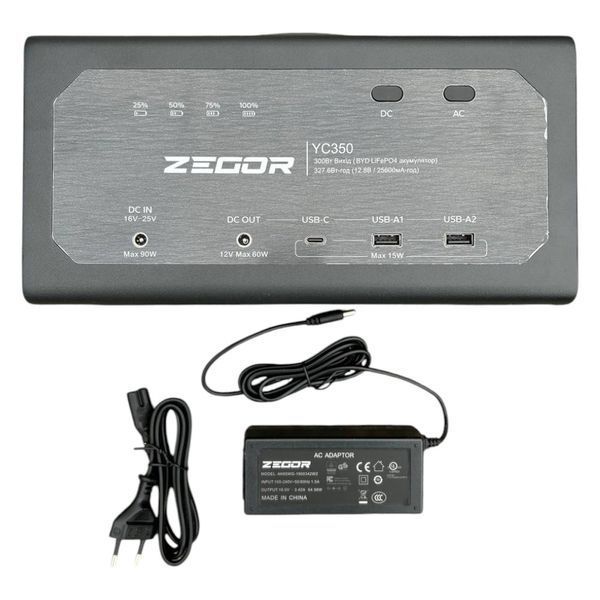 Станция зарядная портативная ZEGOR YC-350 (350 Вт, 327.68 Втг, пиковая мощность 600Вт, LiFeP04) YC-350 фото