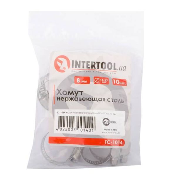 Хомут нержавеющая сталь 8 мм, D - 14-27 мм INTERTOOL TC-1014 TC-1014 фото