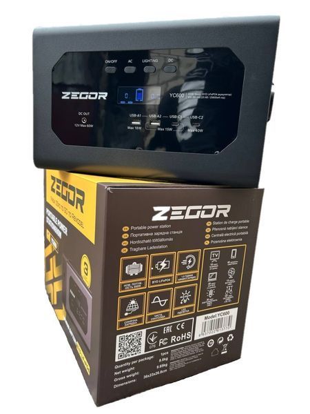 Станция зарядная портативная ZEGOR YC-600 (600 Вт, 655.36 Втг, пиковая мощность 1200 Вт, LiFeP04) YC-600 фото