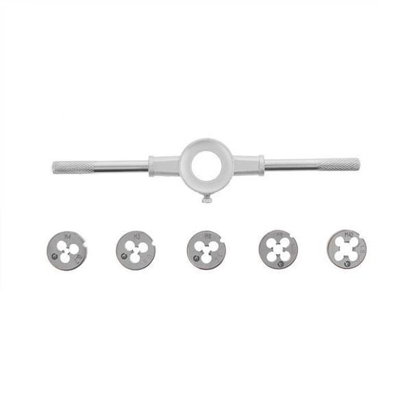Набор плашек с держателем 6 ед. (M4, M5, M6, M8, M10) INTERTOOL SD-8019 SD-8019 фото
