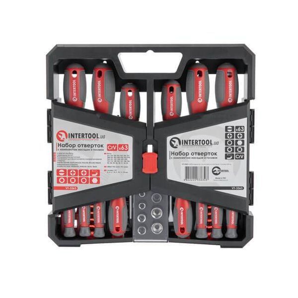 Набор отверток с комплектом насадок и головок 63 ед. INTERTOOL VT-3363 VT-3363 фото