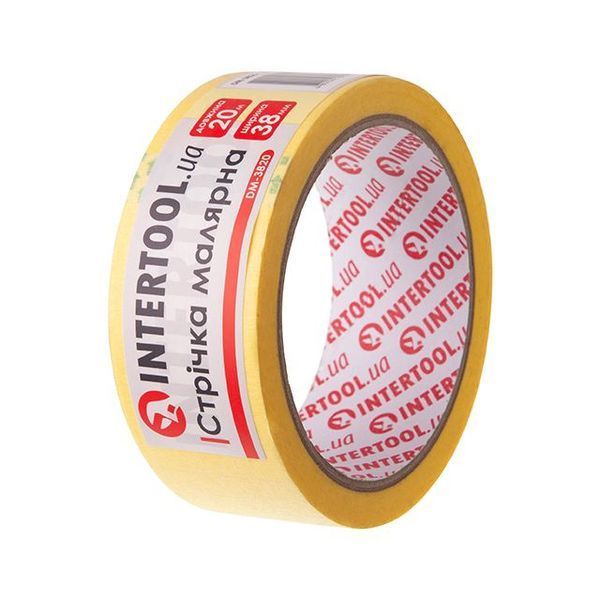 Стрічка малярська 38 мм, 20 м, жовта INTERTOOL DM-3820 DM-3820 фото