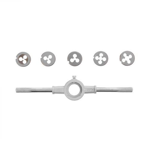 Набор плашек с держателем 6 ед. (M4, M5, M6, M8, M10) INTERTOOL SD-8019 SD-8019 фото