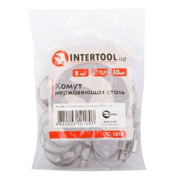 Хомут нержавеющая сталь 8 мм, D - 18-32 мм INTERTOOL TC-1018 TC-1018 фото