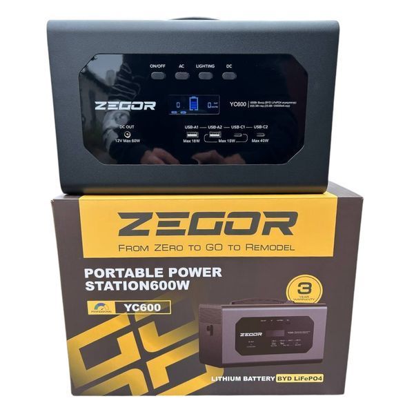 Станция зарядная портативная ZEGOR YC-600 (600 Вт, 655.36 Втг, пиковая мощность 1200 Вт, LiFeP04) YC-600 фото